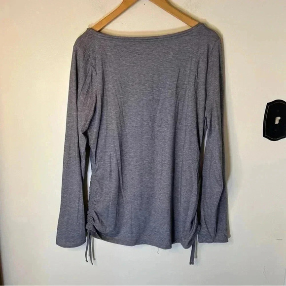 Athleta Encore Grey Long Sleeve Side Ruched Size Large - Picture 5 of 6